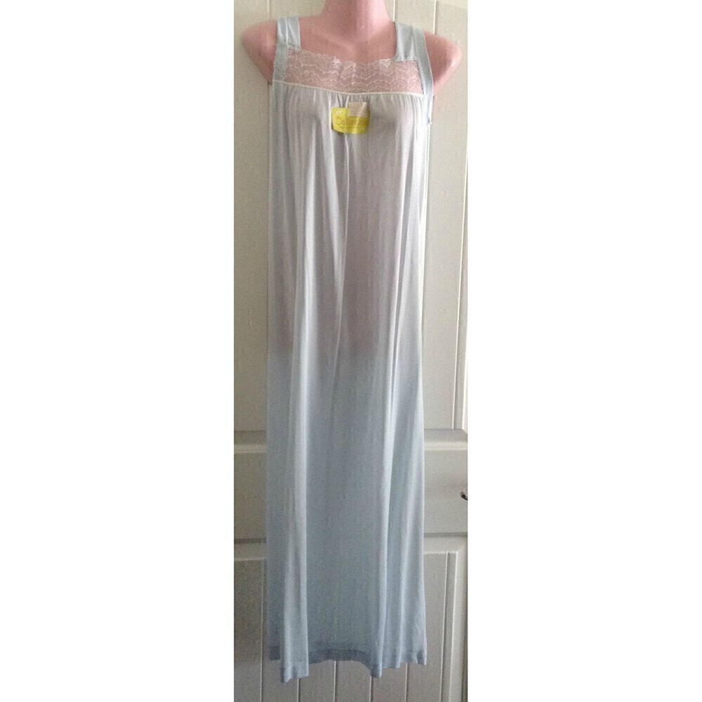 Vintage Collegiate Women's Nightgown Small Blue Knit Rayon New Old Stock